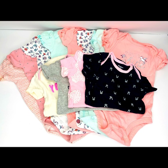 Gerber & Child of mine short sleeve bodysuit set of 9 - Picture 1 of 12